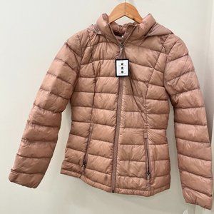 Women's Detachable Hood Puffer Coat, Down Jacket, Color: Soft Mauve